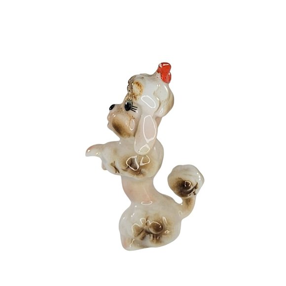 Vintage Poodle Begging On Hind Legs Miniature Figurine Dog Bone China *CHIPPED - Picture 4 of 8